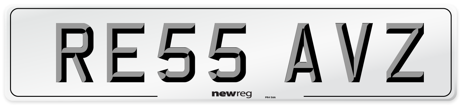 RE55 AVZ Number Plate from New Reg